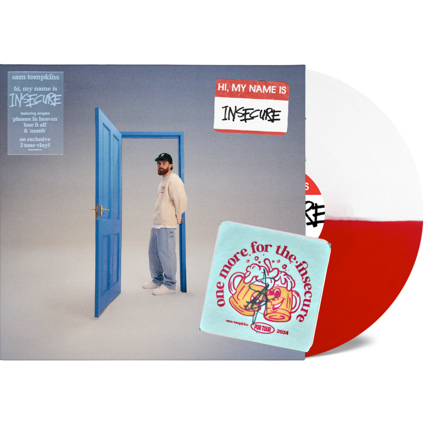SIGNED Sam Tompkins: hi, my name is insecure - Red/White Vinyl