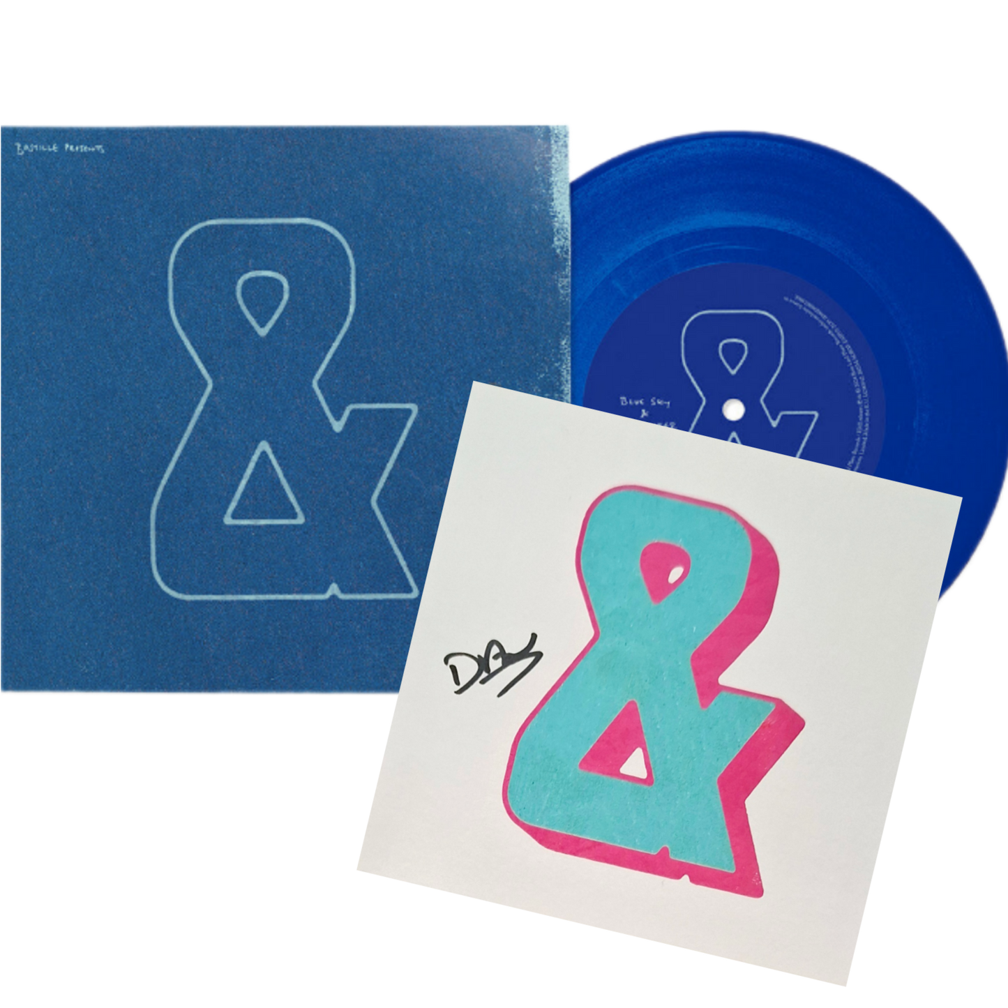 Bastille-And-Part-2-Blue-Vinyl-7in-Signed-Art-Card