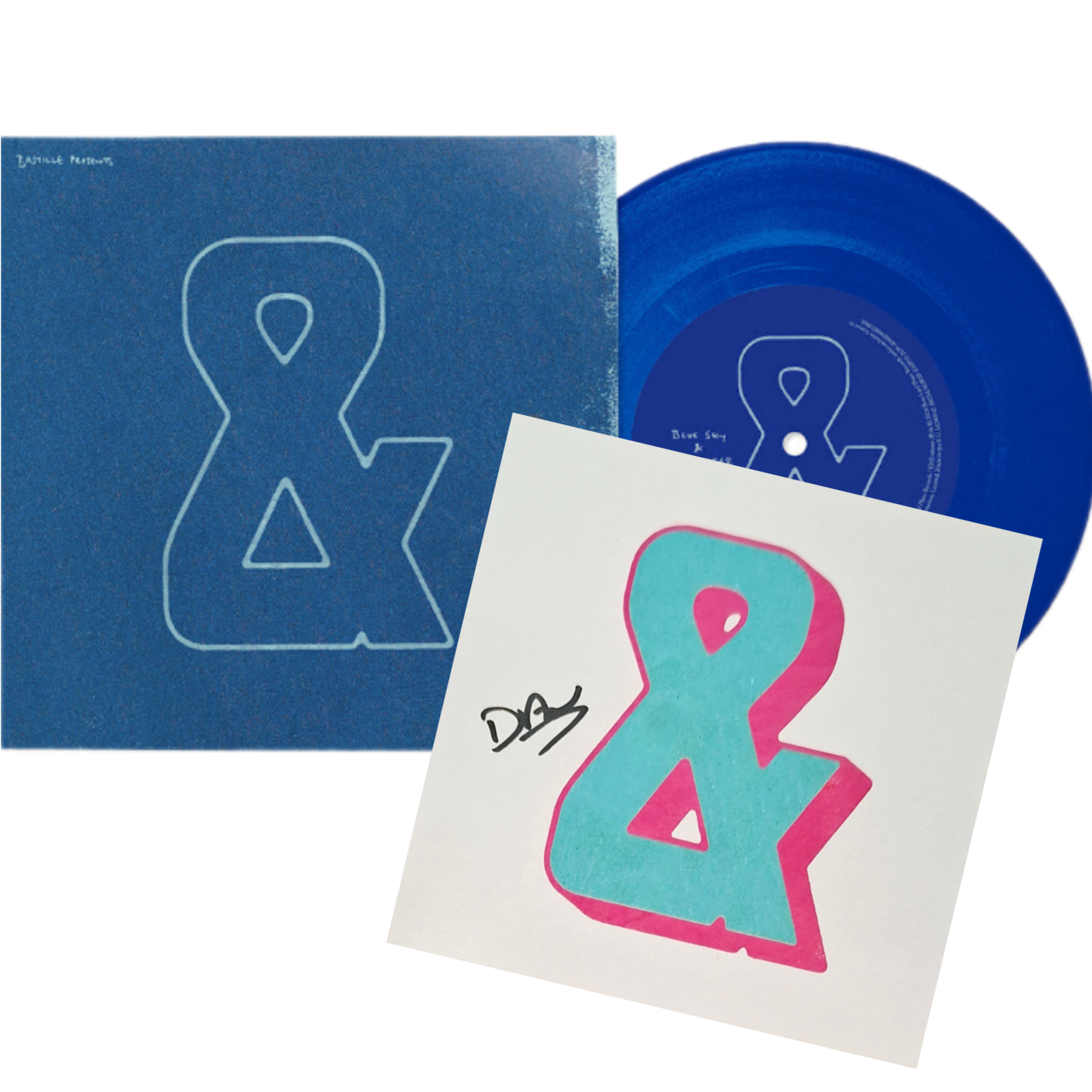 Bastille-And-Part-2-Blue-Vinyl-7in-Signed-Art-Card