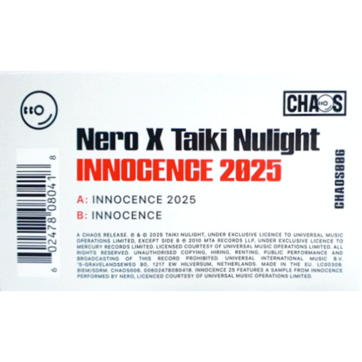 Nero-x-Taiki-Nulight-Innocence-2025-12-inch-Single
