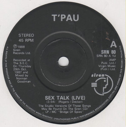 T'Pau : Sex Talk (Live) (7", Single, Pap)