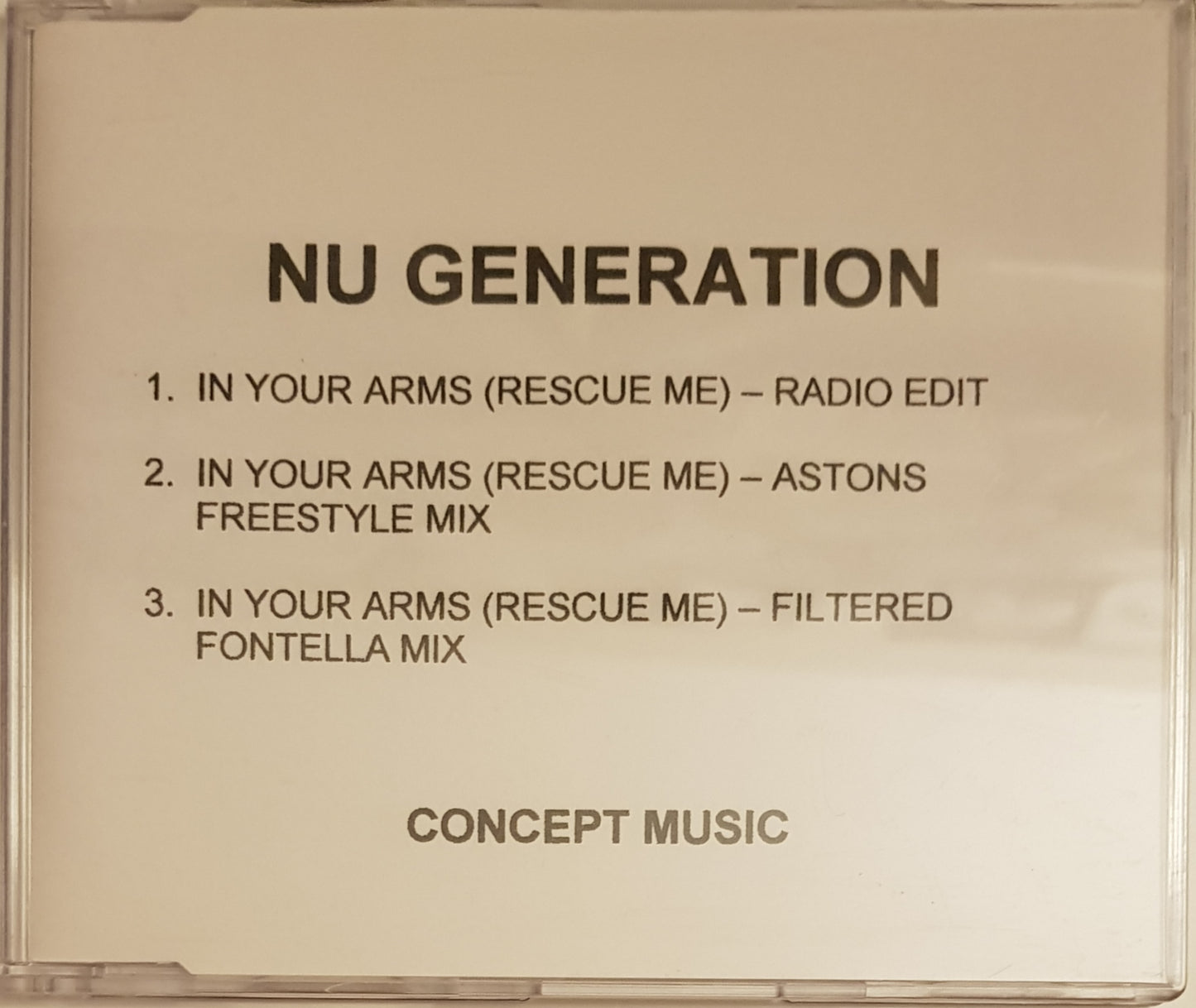 Nu Generation : In Your Arms (Rescue Me) Promo Maxi-Single (VG+/VG+)